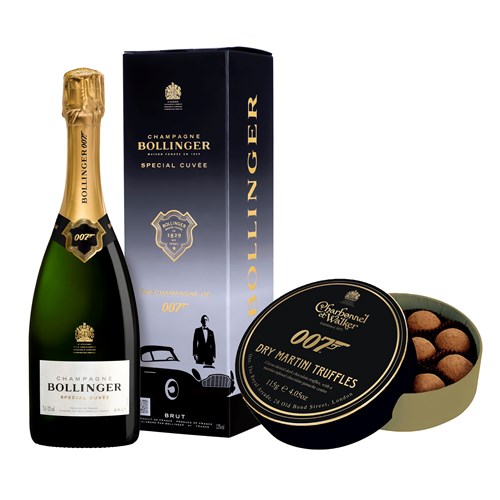 Limited Edition Bollinger Special Cuvee 007 and 007 Dry Martini Truffles - Next Day Delivery